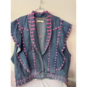 LC LIZETTE COLLECTION DENIM VEST YOU ARE MY BEST FRIEND size large rare find